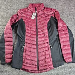 Women's Small 32 Degrees Heat Maroon And Black Padded Light Puffer Jacket New